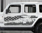 Distressed American Flag Mountain Silhouette Decals for Jeep Wrangler JL, JK (4-Door) Doors