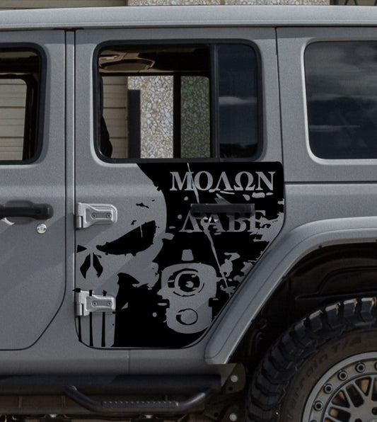 Punisher Molon Labe Decals for Jeep Wrangler JL, JK (4-Door) Doors