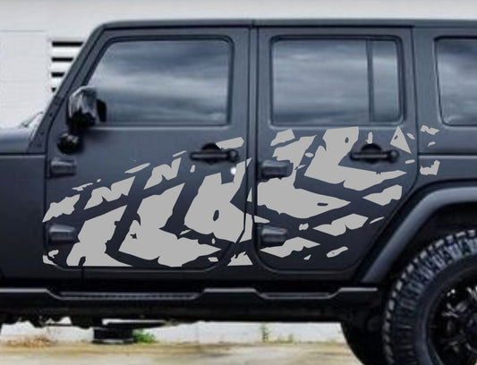 Tire Tracks Decals for Jeep Wrangler JL, JK (4-Door) Doors