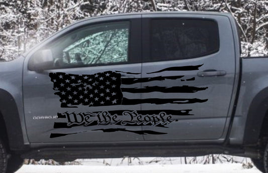Distressed American Flag Decal Fits Jeeps, Trucks, SUVs, Cars. Sizes Available.