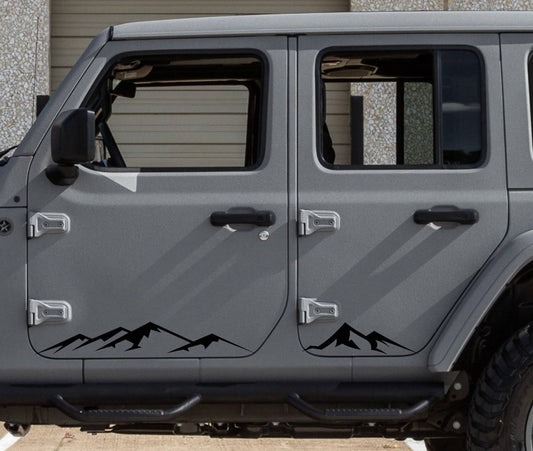 Set of Mountain Silhouette Decal Stickers for Jeep Wrangler JL, JK or Gladiator Truck