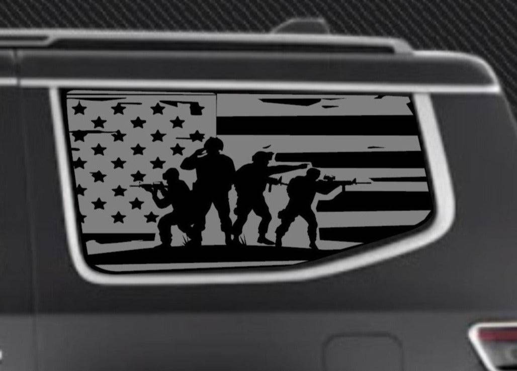 SET OF DISTRESSED AMERICAN FLAG DECAL STICKERS FOR JEEP WAGONEER REAR – US  PATRIOTS DESIGN