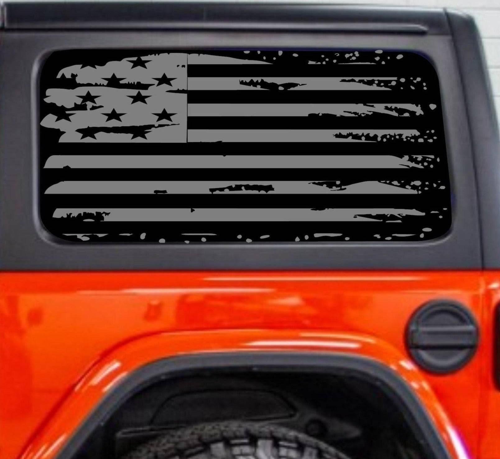 SET OF DISTRESSED AMERICAN FLAG DECAL STICKERS FOR JEEP WAGONEER REAR – US  PATRIOTS DESIGN