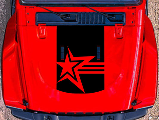 Jeep Wrangler JL, JK, Gladiator, Trucks, Cars, SUV's Star Hood Decal Sticker