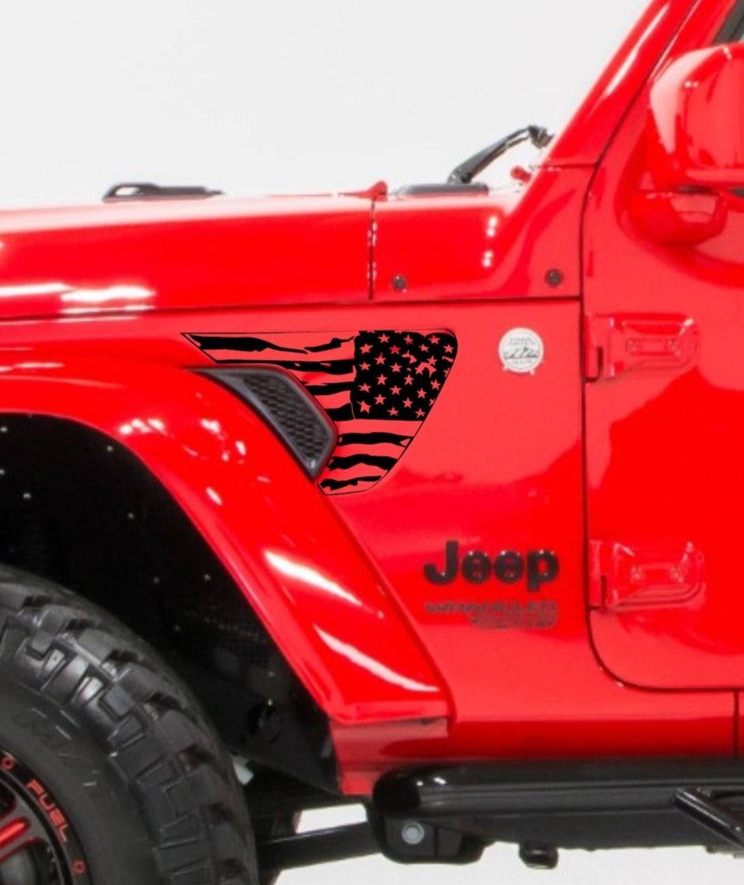 American Flag Fender Vents Vinyl Decal for Jeep Wrangler JL & Jeep Gladiator 