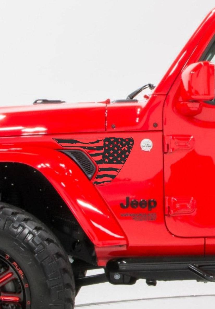 American Flag Fender Vents Vinyl Decal for Jeep Wrangler JL & Jeep Gladiator 