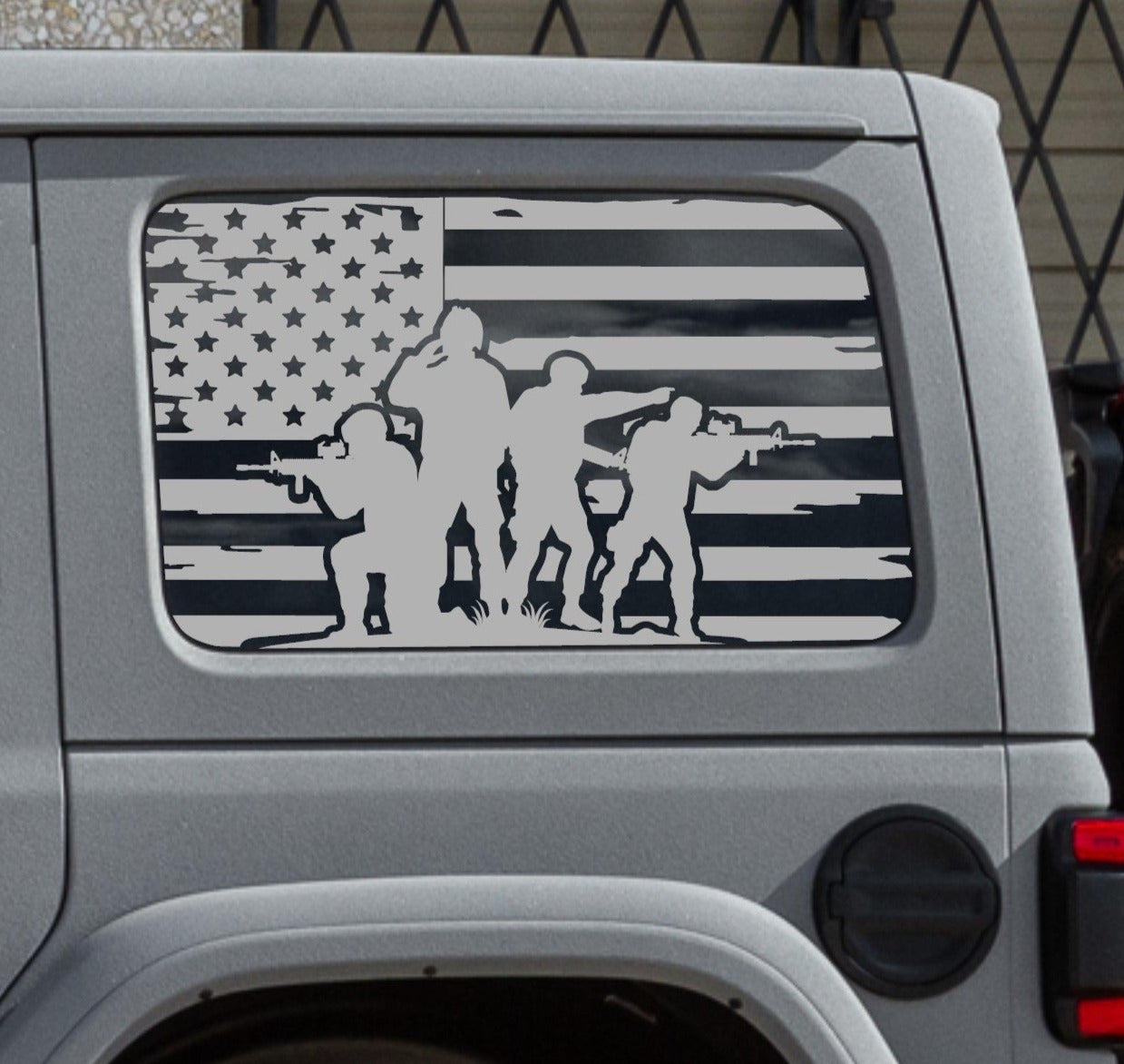 Distressed American Flag Decals for Jeep Wrangler JL, JK (4-Door/2-Door) Rear Side Windows