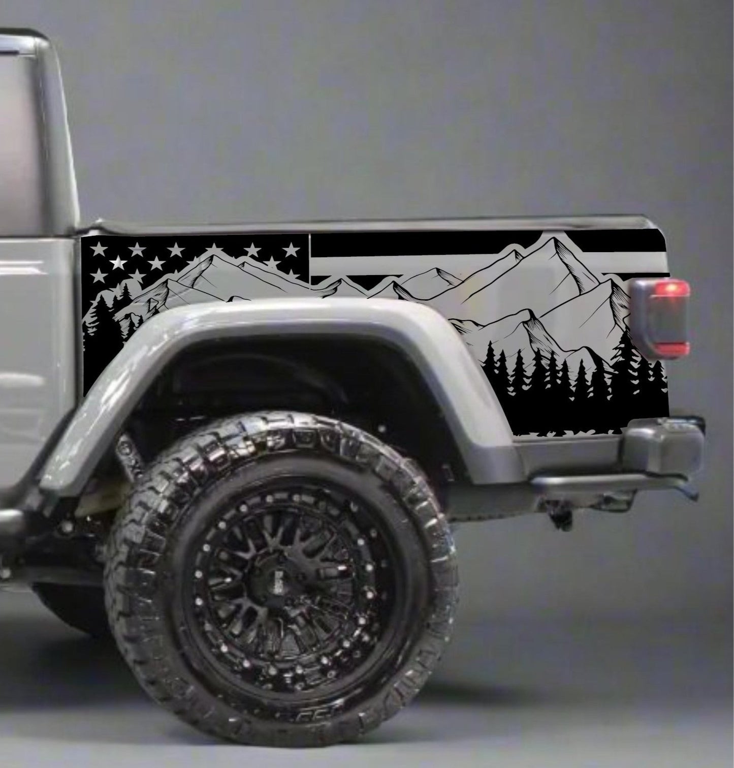 Mountain Silhouette American Flag Decals Jeep Gladiator