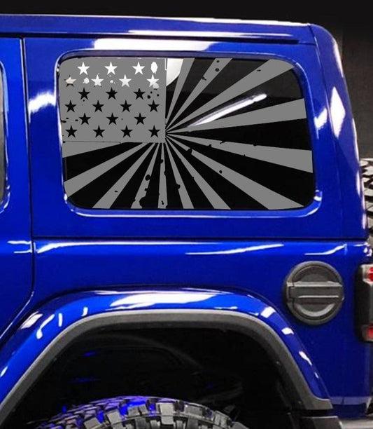 Distressed American Flag Decals for Jeep Wrangler JL, JK (4-Door/2-Door) Rear Side Windows