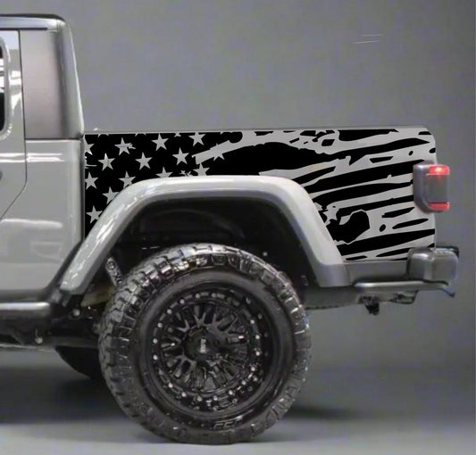 Distressed American Flag Jeep Gladiator Sides Decal