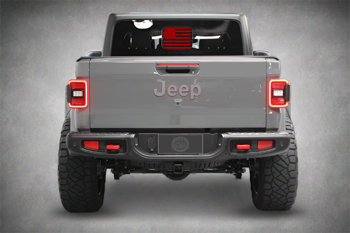 Distressed American Flag Jeep Gladiator Small Rear Window Decal