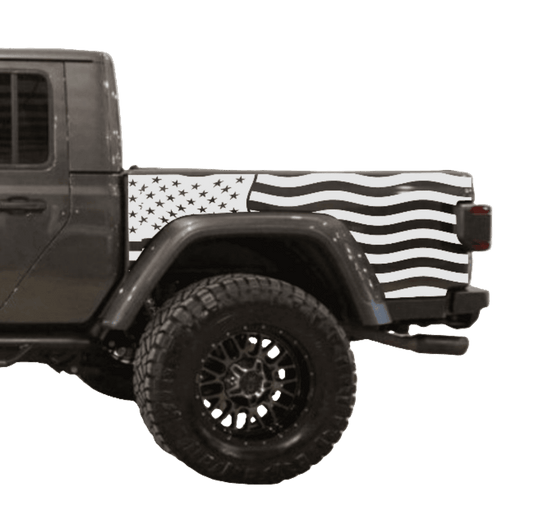 Jeep Gladiator Decal | Truck Bed Sides Distressed American Flag Stickers