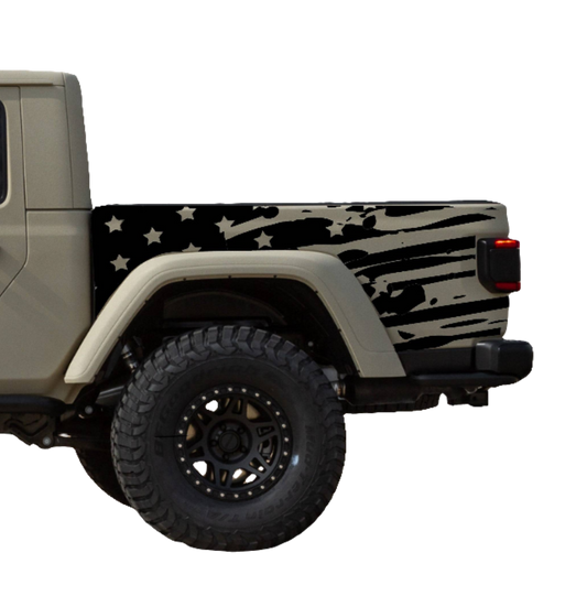 Jeep Gladiator Decal | Truck Bed Sides Distressed American Flag Stickers