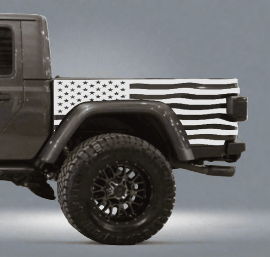 Jeep Gladiator Decal | Truck Bed Sides Distressed American Flag Stickers