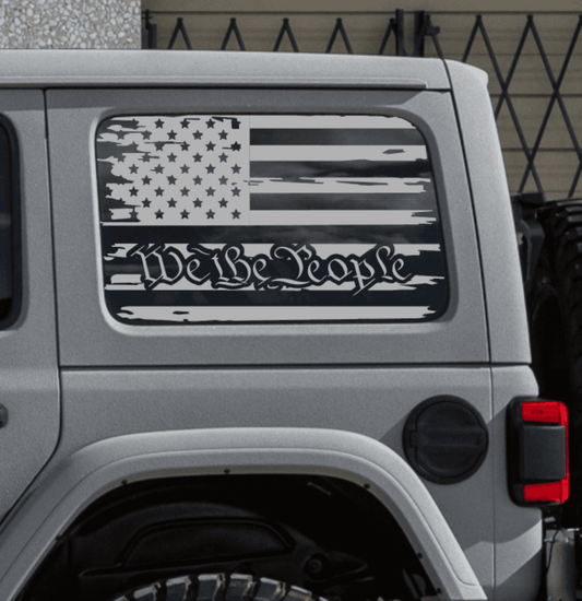 Distressed American Flag "We The People" Decals for Jeep Wrangler JL, JK (4-Door/2-Door) Rear Side Windows