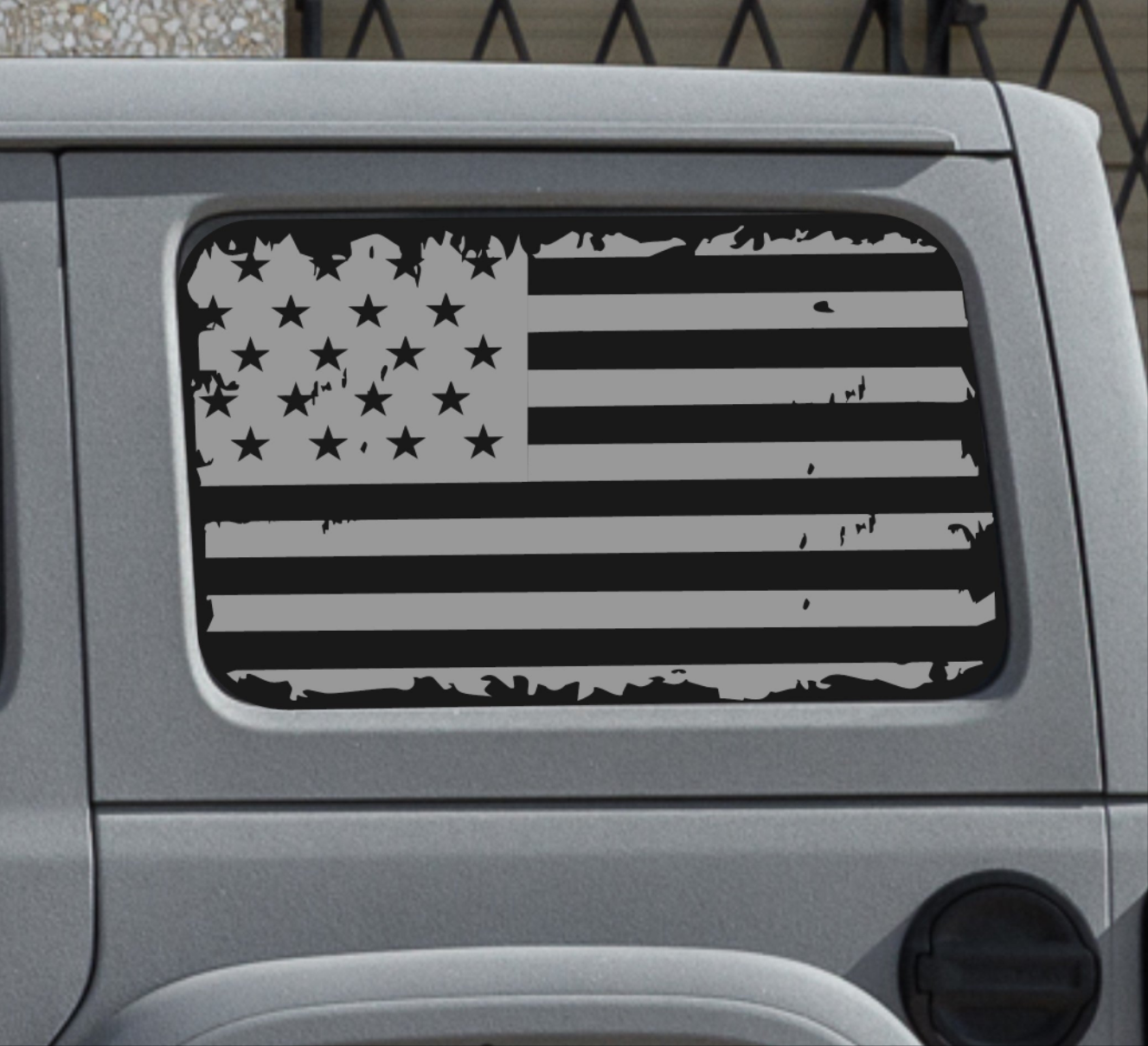 Distressed American Flag Decals for Jeep Wrangler JL, JK (4-Door/2-Door) Rear Side Windows