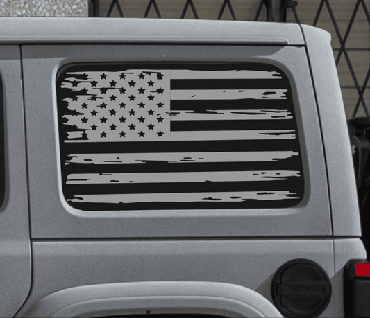 Distressed American Flag Decals for Jeep Wrangler JL, JK (4-Door/2-Door) Rear Side Windows