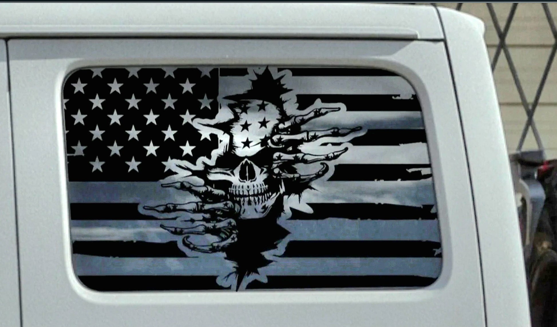 Distressed American Flag Skull Punisher Decals for Jeep Wrangler JL, JK (4-Door/2-Door) Rear Side Windows