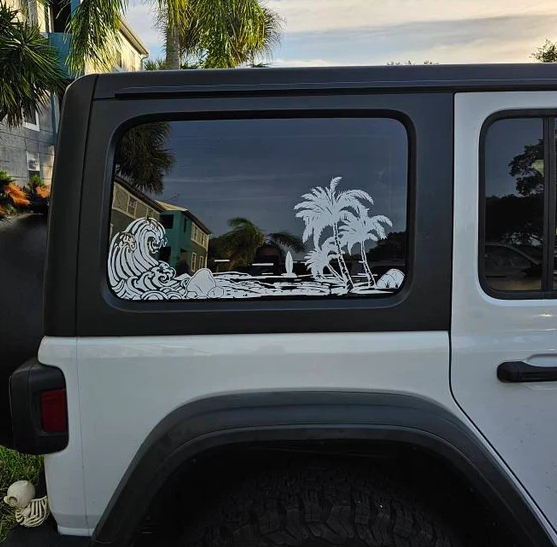 Beach Silhouette Decals for Jeep Wrangler JL, JK (4-Door/2-Door) Rear Side Windows