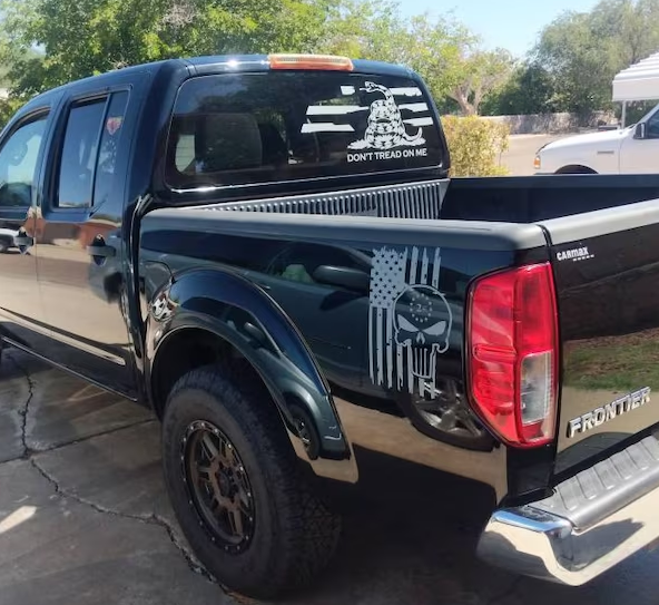 Jeep Gladiator Decal | Tailgate Distressed American Flag Punisher Stickers