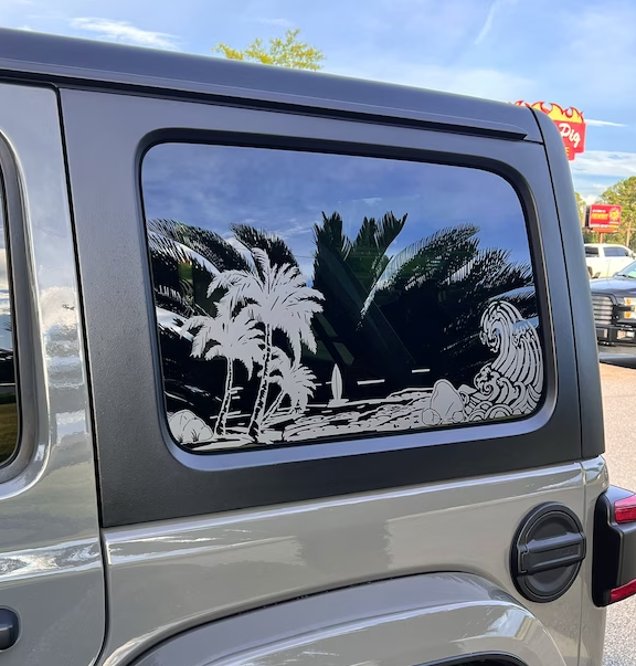 Beach Silhouette Decals for Jeep Wrangler JL, JK (4-Door/2-Door) Rear Side Windows