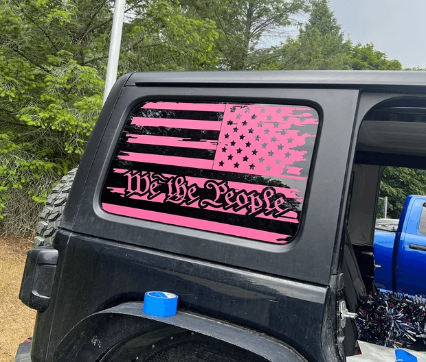 Distressed American Flag "We The People" Decals for Jeep Wrangler JL, JK (4-Door/2-Door) Rear Side Windows"