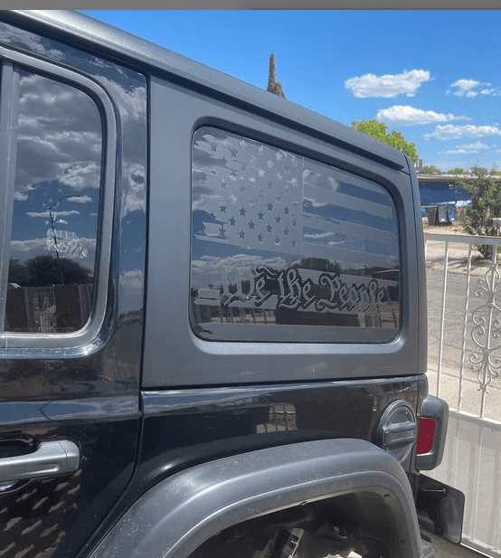 Distressed American Flag "We The People" Decals for Jeep Wrangler JL, JK (4-Door/2-Door) Rear Side Windows