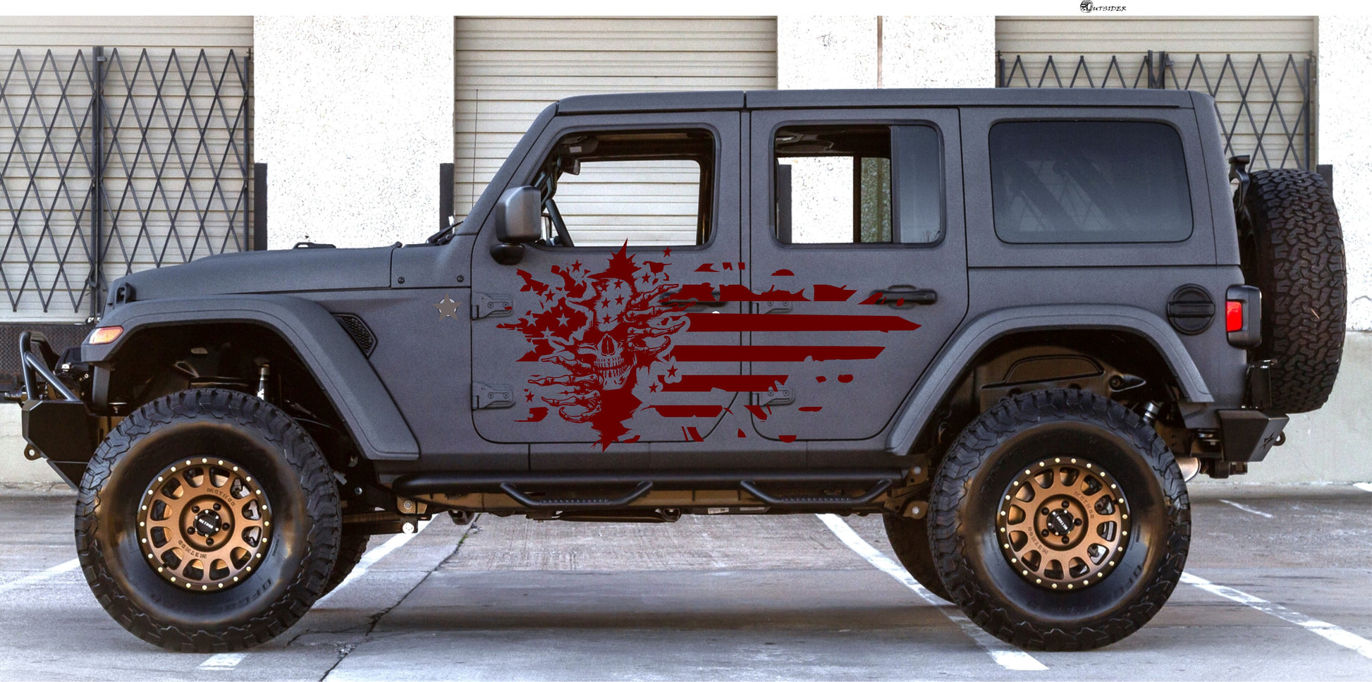 Distressed American Flag w/ Skull Punisher Decal For Jeeps, Trucks, SUVs, Cars