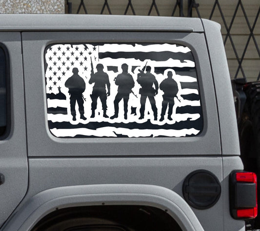 Distressed American Flag Skull Punisher Decals for Jeep Wrangler JL, JK (4-Door) Doors