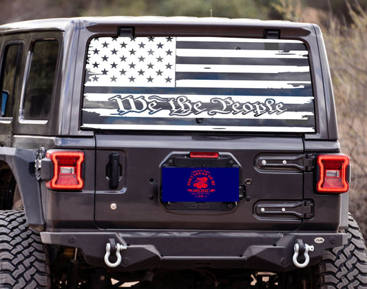 Distressed American Flag "We The People" Decals for Jeep Wrangler JL, JK (4-Door/2-Door) Rear Back Window