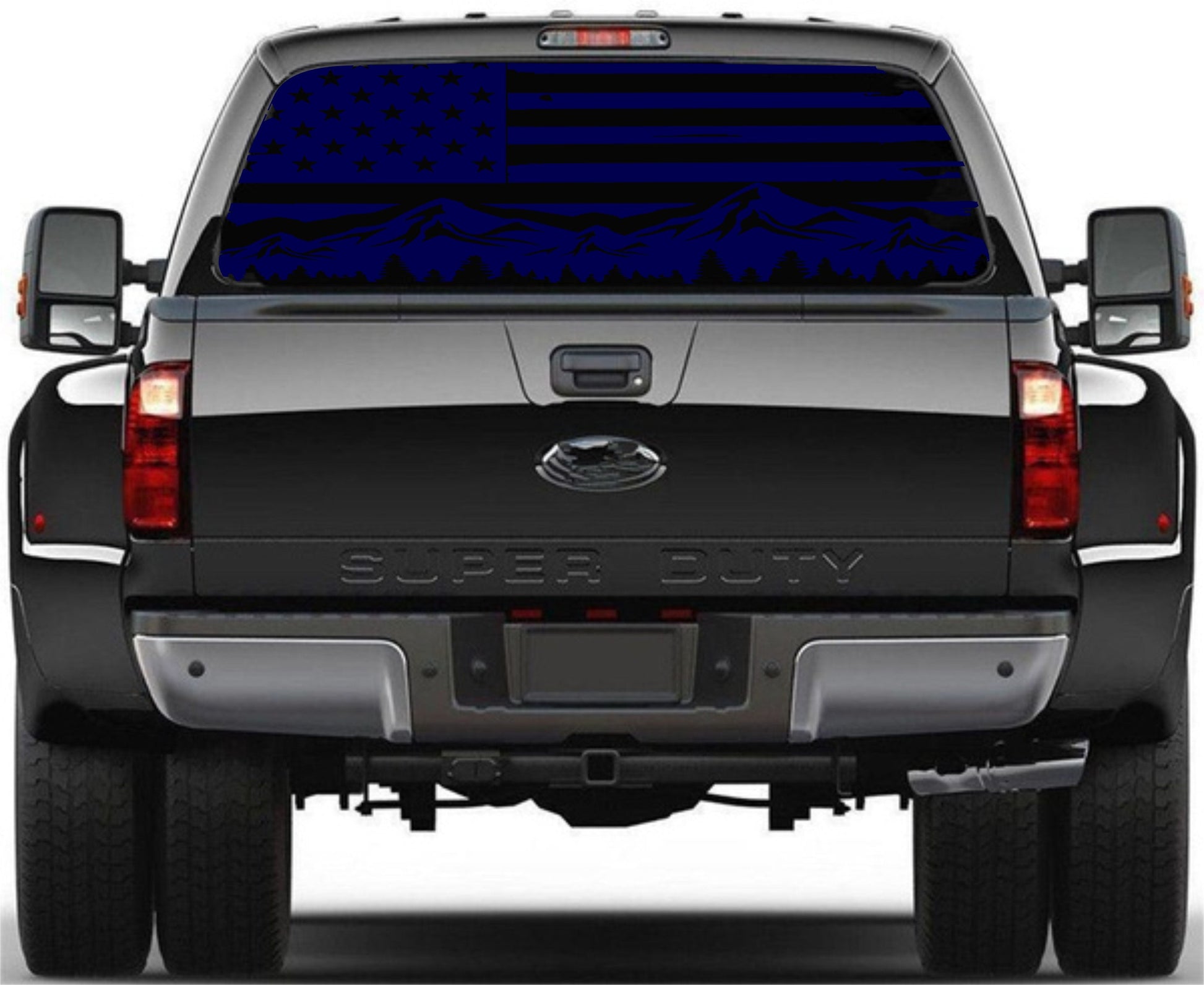 Mountain Silhouette American Flag Decal Sticker for Trucks