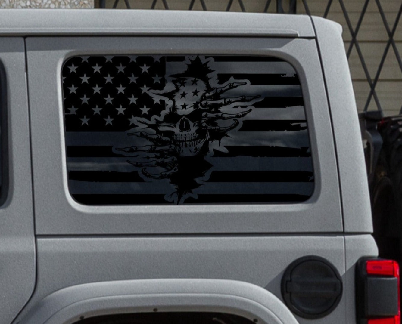 Distressed American Flag Skull Punisher Decals for Jeep Wrangler JL, JK (4-Door/2-Door) Rear Side Windows