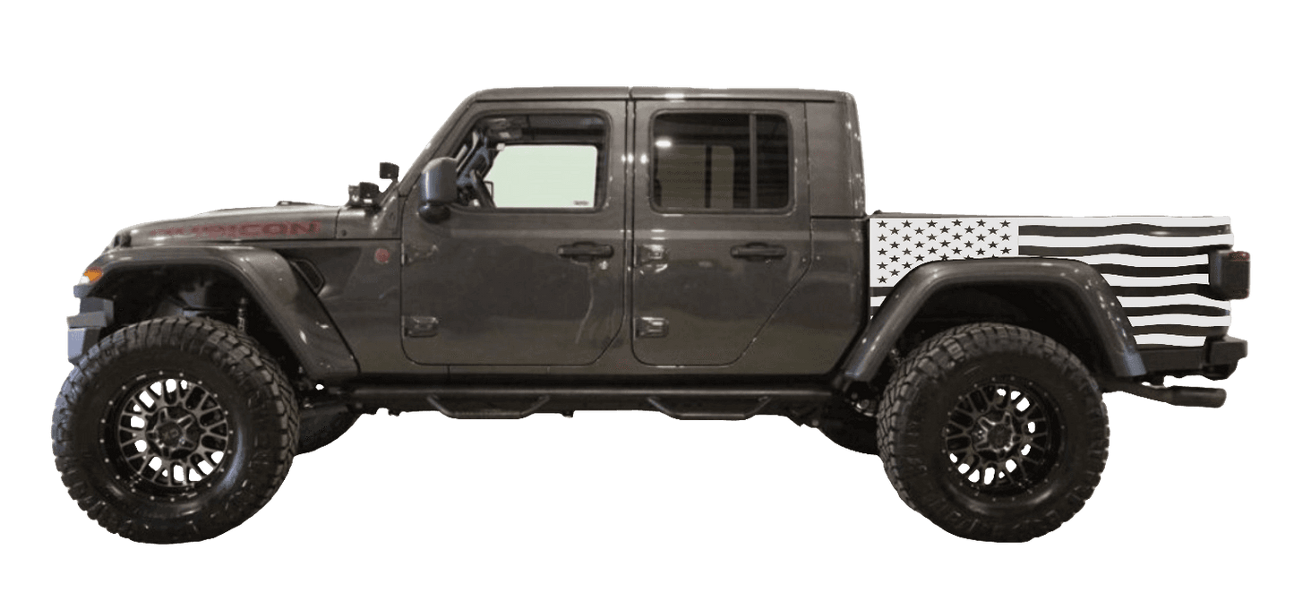 Jeep Gladiator Decal | Truck Bed Sides Distressed American Flag Stickers