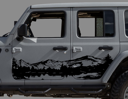 Mountain Lake Decal Fits Jeep Wrangler JK, JL Side Doors (4-door)