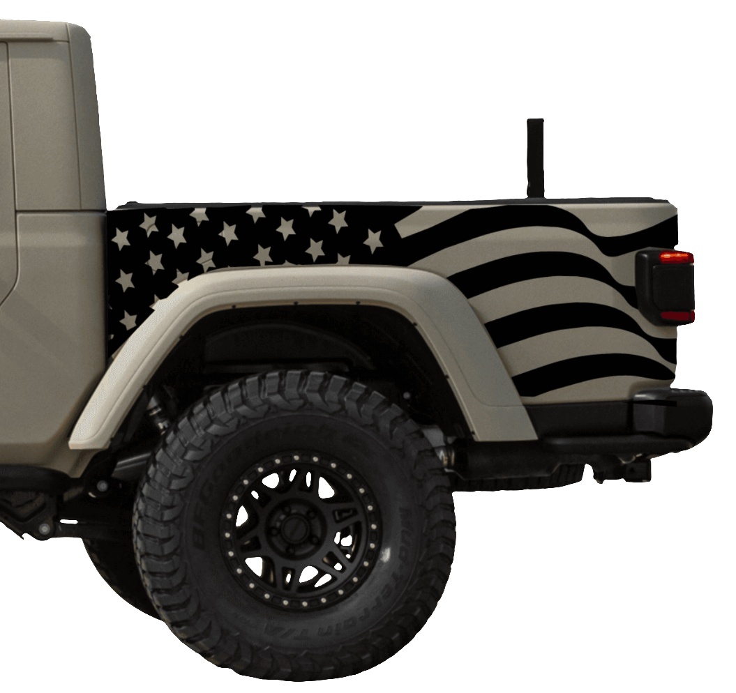 Jeep Gladiator Decal | Truck Bed Sides Distressed American Flag Stickers