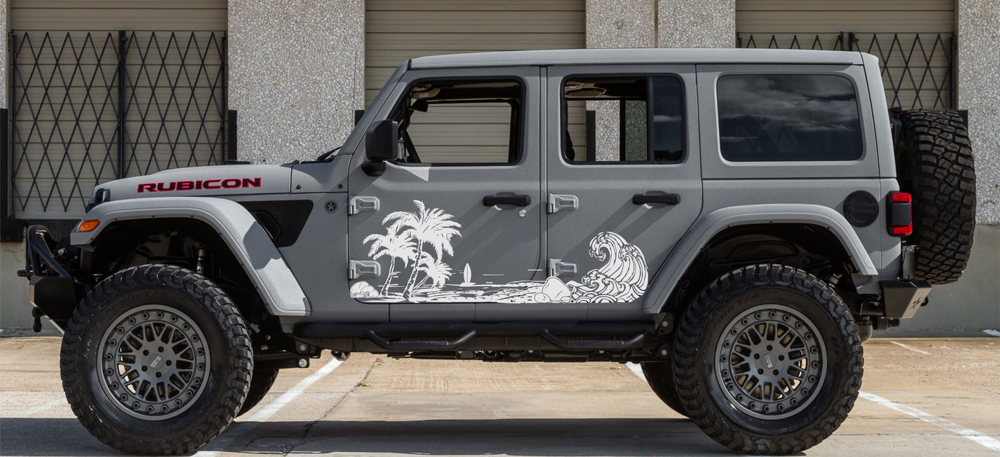 Beach Silhouette Decals for Jeep Wrangler JL, JK (4-Door) Doors