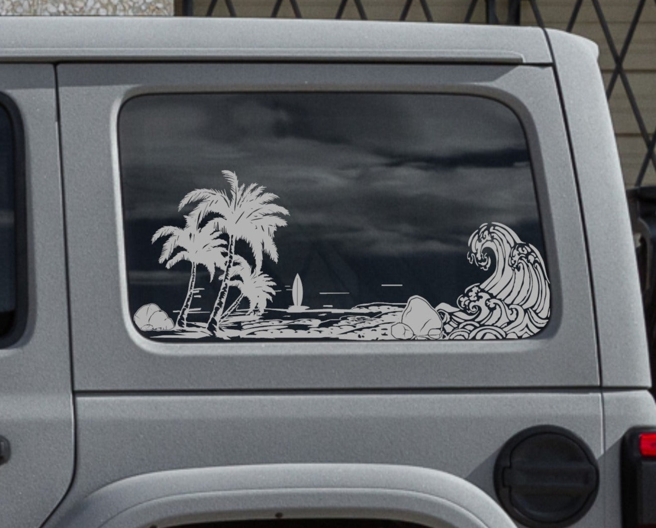 Beach Silhouette Decals for Jeep Wrangler JL, JK (4-Door/2-Door) Rear Side Windows