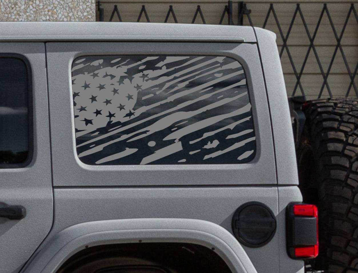 distressed American flag car stickers fits jeep wrangler JK, JL 2-door 4-door