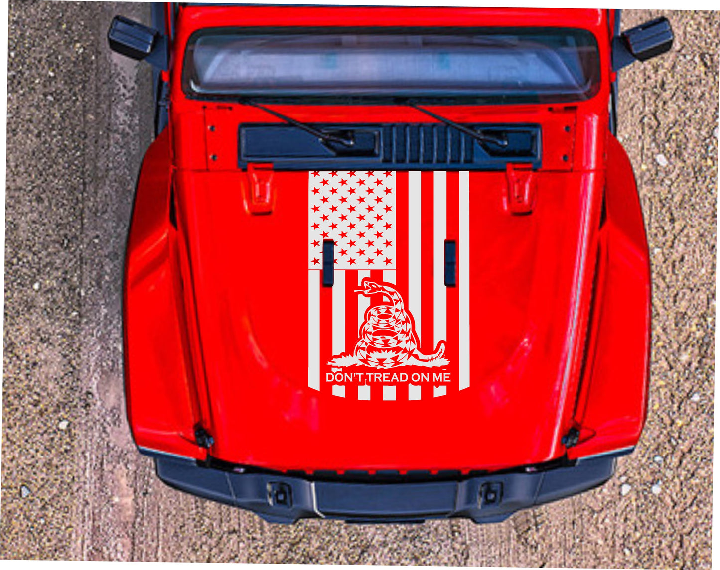 American Flag-Don't Tread On Me Hood Decal for Trucks, Jeeps, Cars. Sizes Available.
