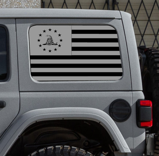American Flag " Don't Tread On Me" Decals for Jeep Wrangler JL, JK (4-Door/2-Door) Rear Side Windows