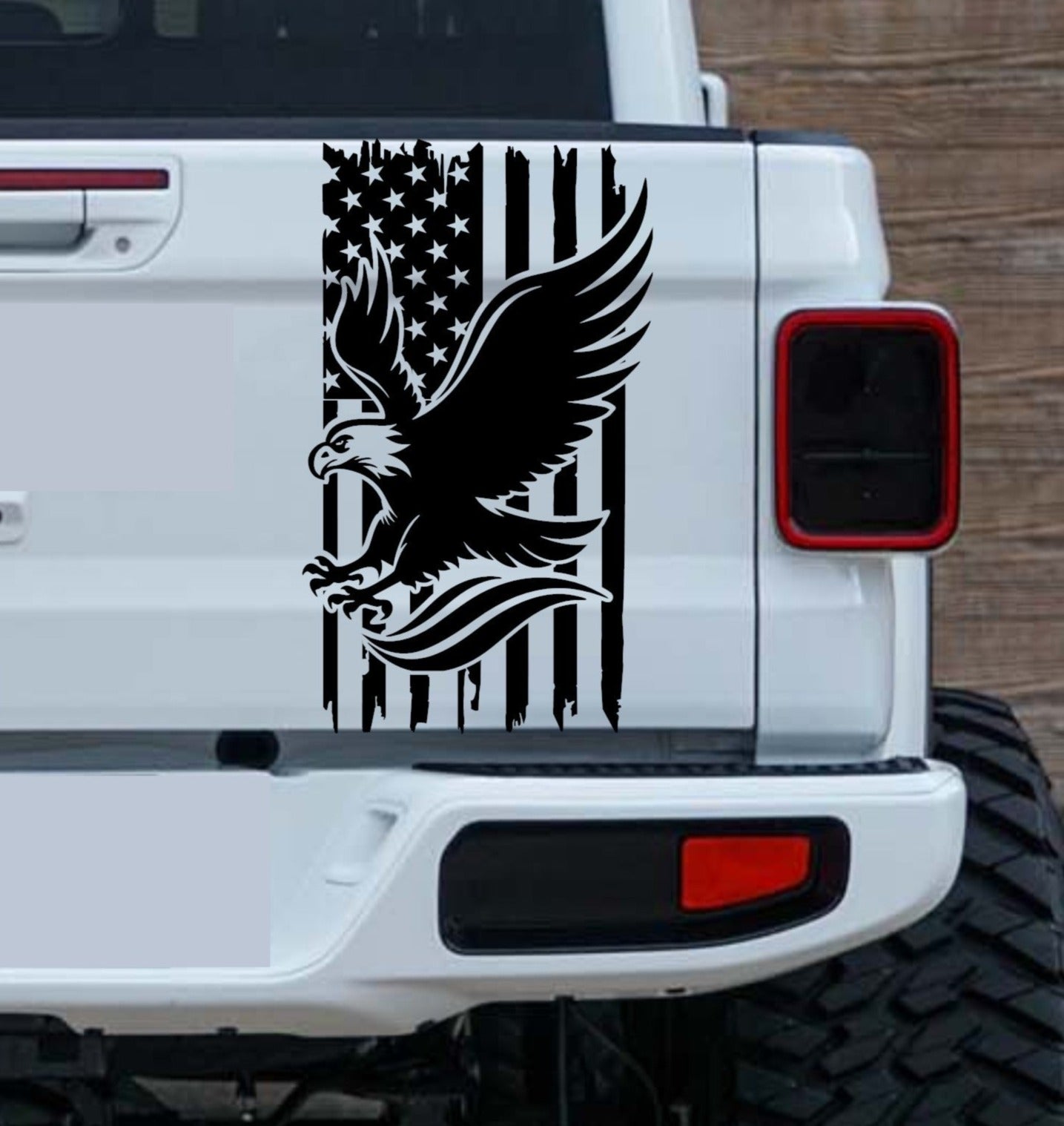 Distressed American Flag Eagle Decal Fits Jeep Gladiator Tailgate