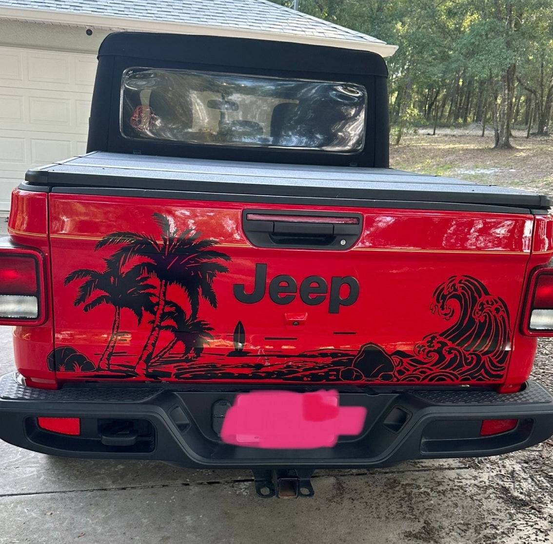 Beach Silhouette Decal for Jeep Gladiator's Tailgate