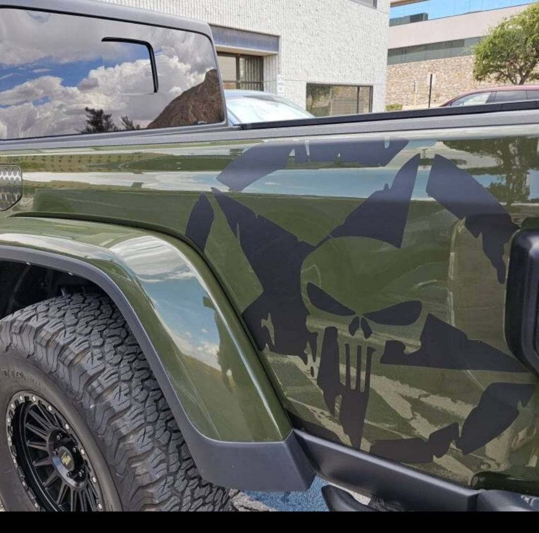 Military Star Punisher Decals Fits Jeep Gladiator Truck Bed Sides