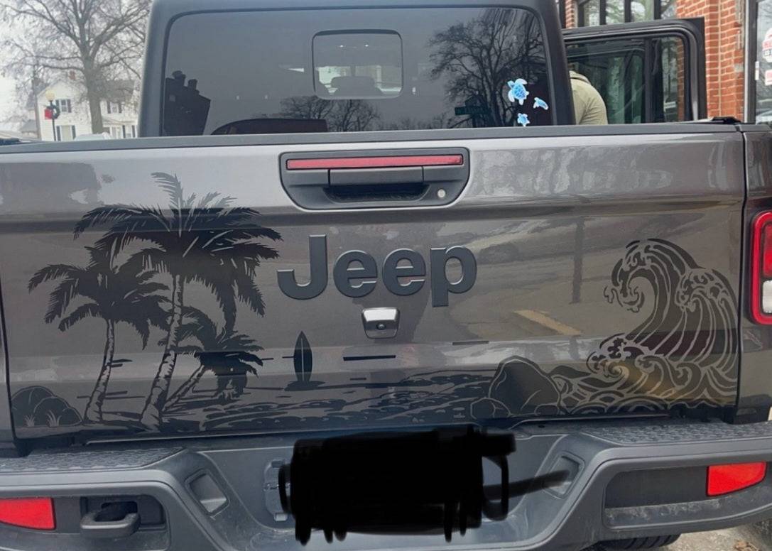 Beach Silhouette Decal for Jeep Gladiator's Tailgate