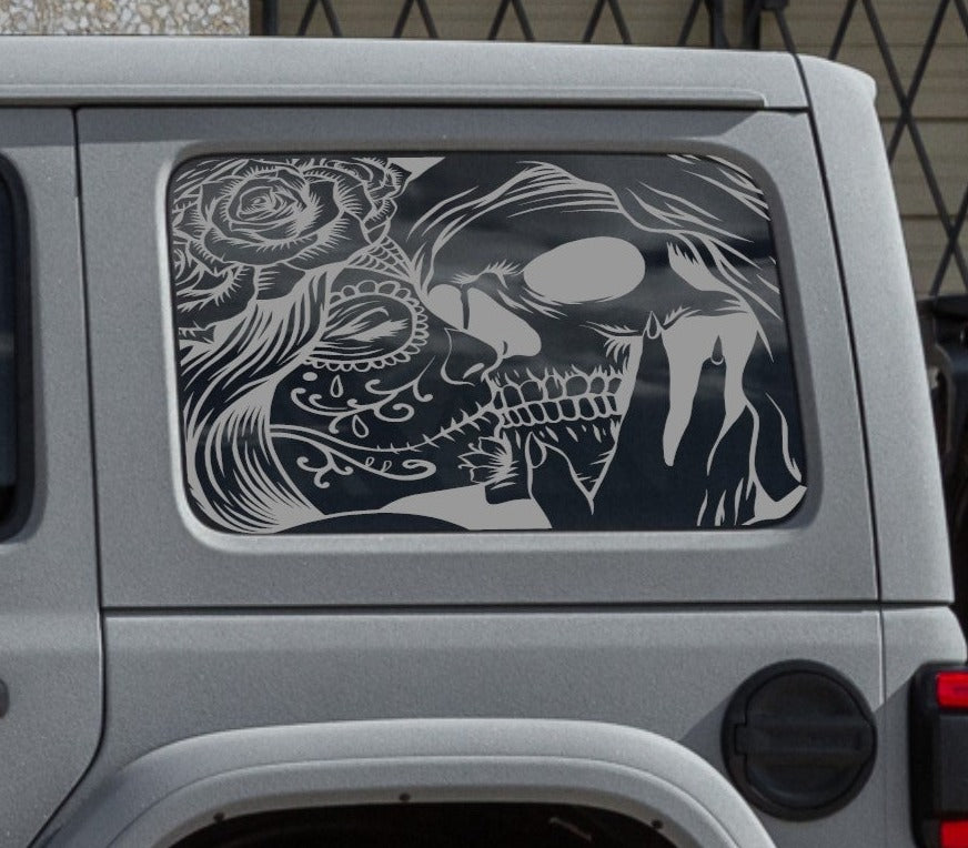 Skull Candy Decals for Jeep Wrangler JL, JK (4-Door/2-Door) Rear Side Windows