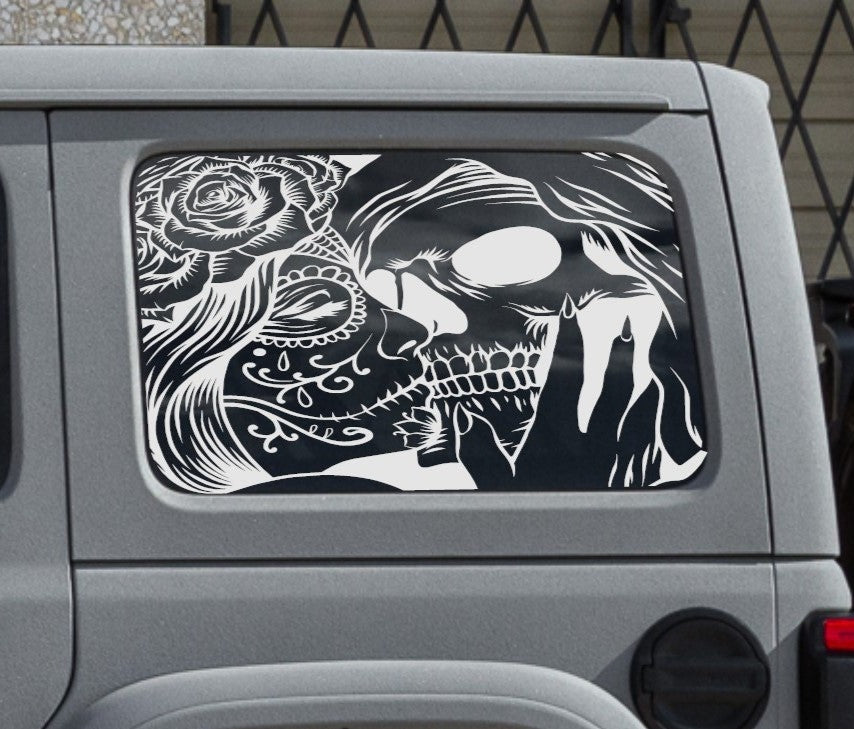 Skull Candy Decals for Jeep Wrangler JL, JK (4-Door/2-Door) Rear Side Windows