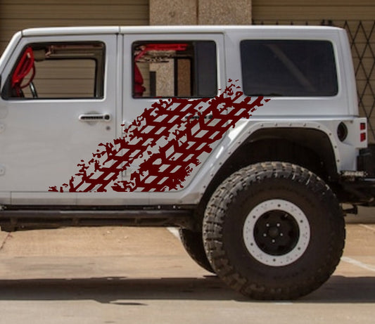 Tire Track Decal Fits Jeep Wrangler JK JL Side Doors 4-door