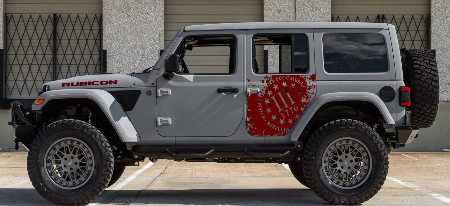 When Tyranny Becomes Law Rebellion Becomes Duty Patriot Party of the United States Lion Party 1776 Decal Stickers Patriotic Decals For Jeep Wrangler JL 4-Door