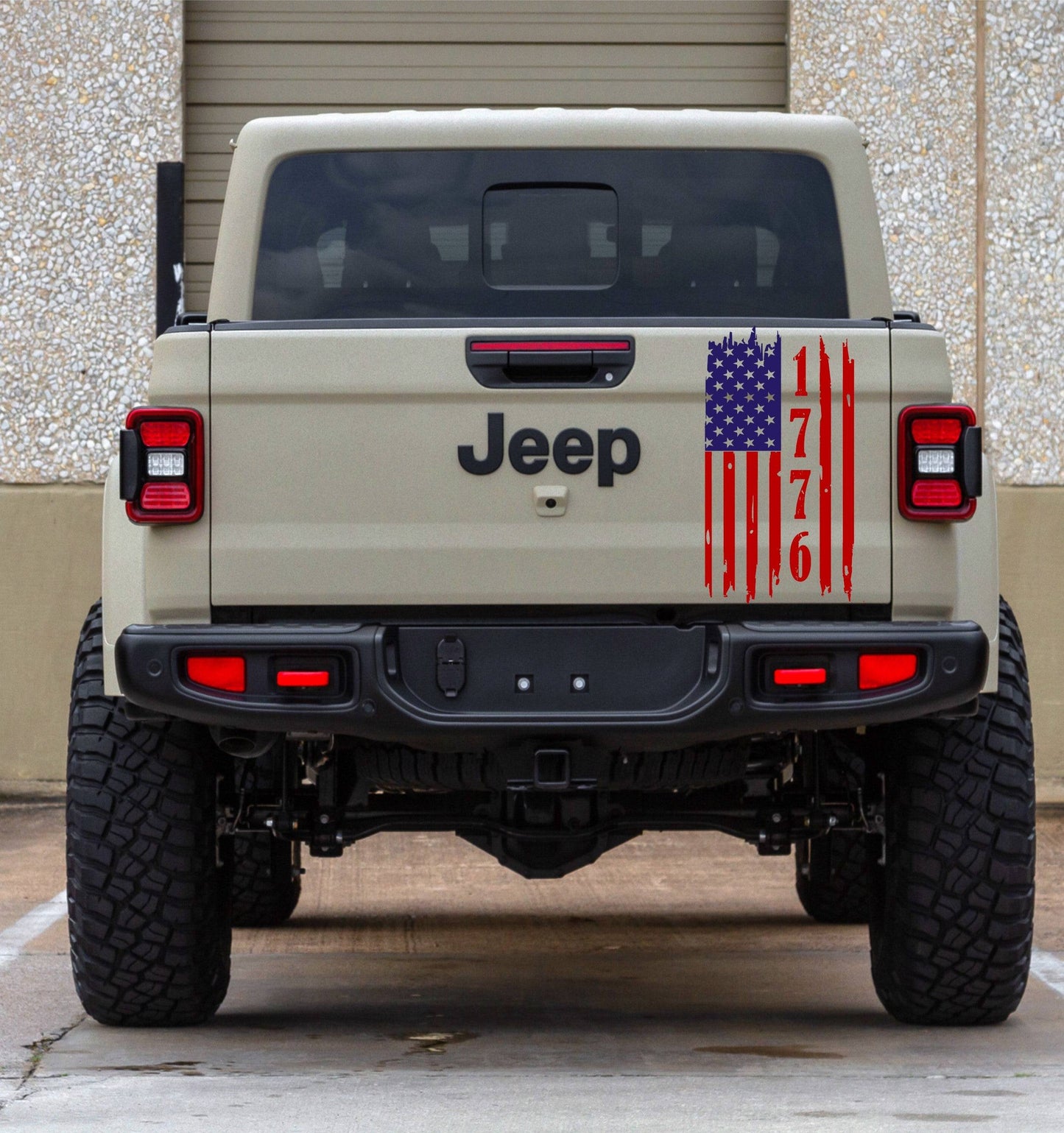 Jeep Gladiator Decal | Tailgate Distressed American Flag 1776 Stickers