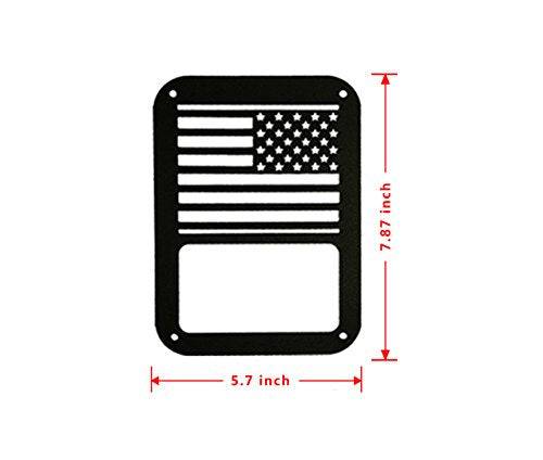 American Flag Tail Light Cover Trim Guards Protector Black Stainless Steel Guard Kit for Jeep Wrangler JK JKU Sports Sahara Freedom Rubicon X, Unlimited 2007-2017